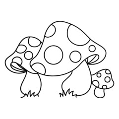 Mushroom cartoon illustration isolated on white background for children color book
