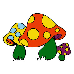 Mushroom cartoon illustration isolated on white background for children color book