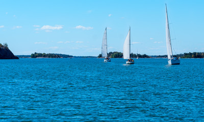 Sailing in Gryt archipelago in the Baltic sea, Sweden.