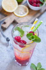 Raspberry lemonade. Iced summer drink.