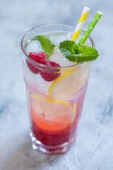 Raspberry lemonade. Iced summer drink.