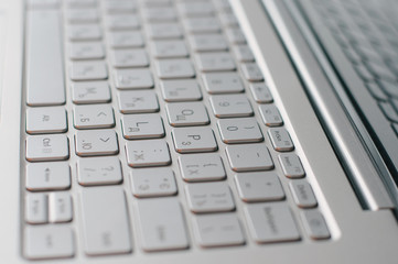 Computer keyboard buttons closeup. Laptop in macro