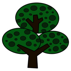 Cute tree cartoon illustration isolated on white background for children color book