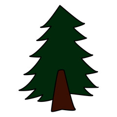 Cute tree cartoon illustration isolated on white background for children color book