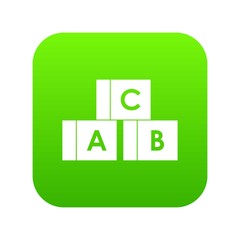 Alphabet cubes with letters A,B,C icon digital green for any design isolated on white vector illustration