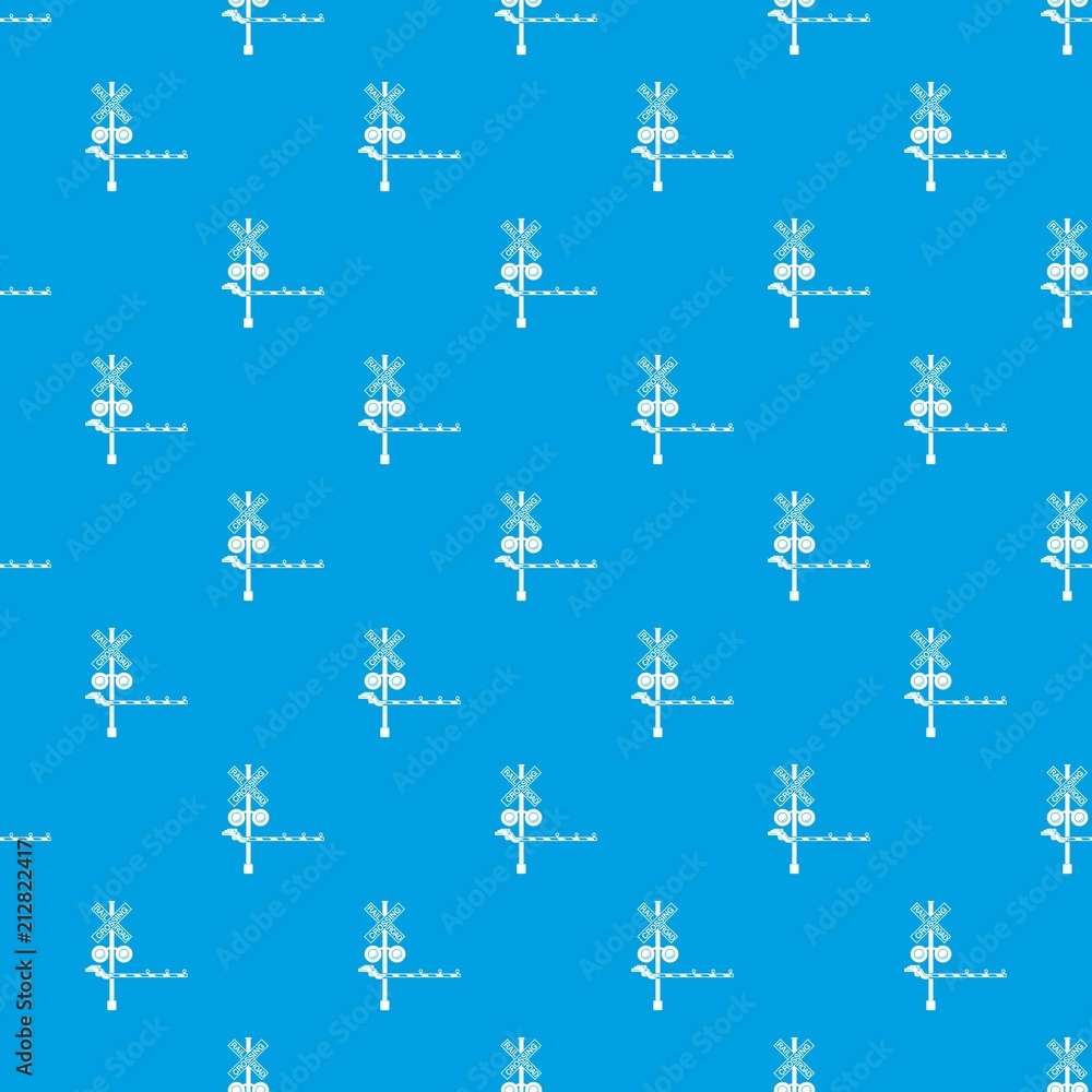 Poster rail crossing signal pattern vector seamless blue repeat for any use
