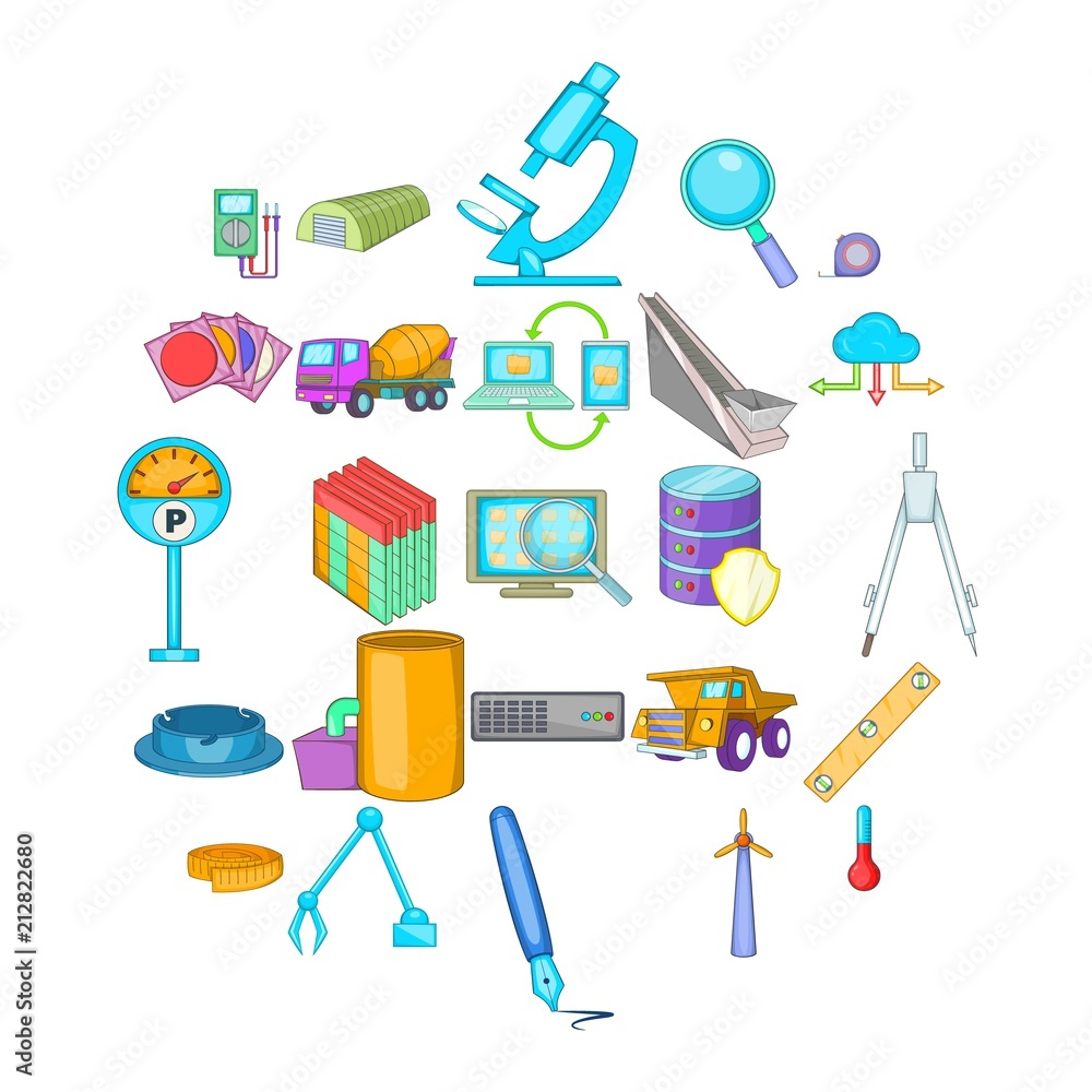 Poster engineering icons set. cartoon set of 25 engineering vector icons for web isolated on white backgrou