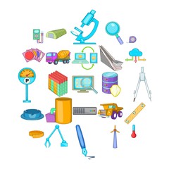 Engineering icons set. Cartoon set of 25 engineering vector icons for web isolated on white background