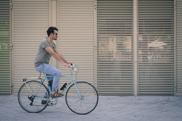 man with a vintage bicycle