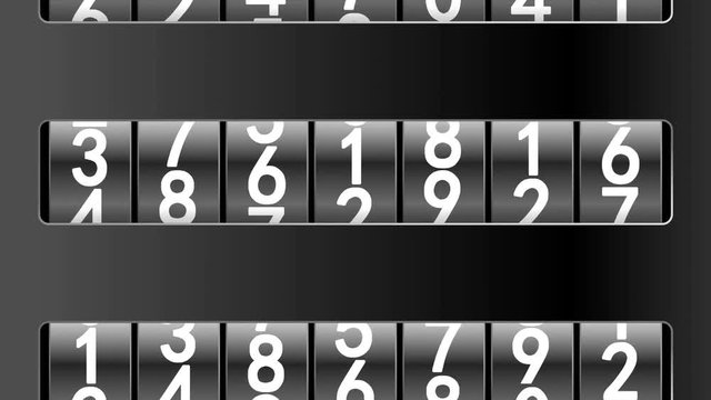 Counters in black frames moving up, 3d animation, seamless loop.
