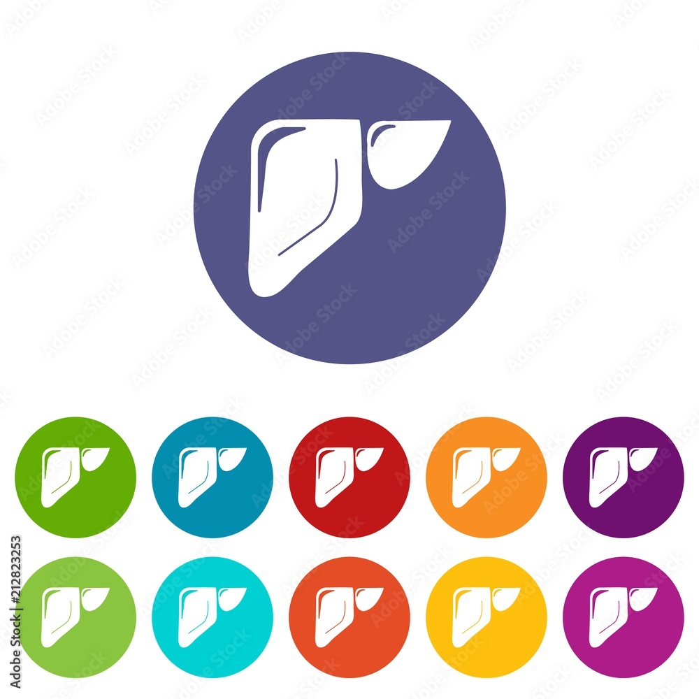 Poster liver icons color set vector for any web design on white background
