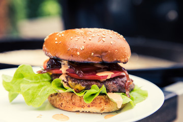 Delicious cheeseburger.