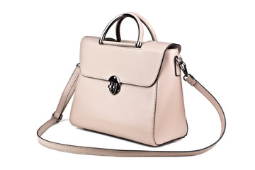leather handbag isolated on white background