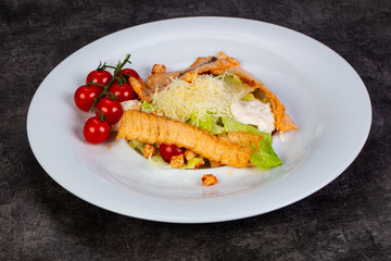 Calad Caesar with grilled salmon