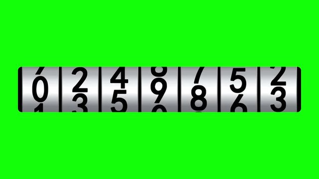 White counter on green screen displays one million, 3d animation.