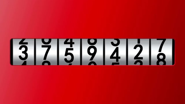 The counter in red frame, 3d animation 4K, seamless loop.