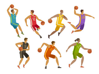 Fototapeta na wymiar Basketball players. Sport concept. Cartoon vector illustration