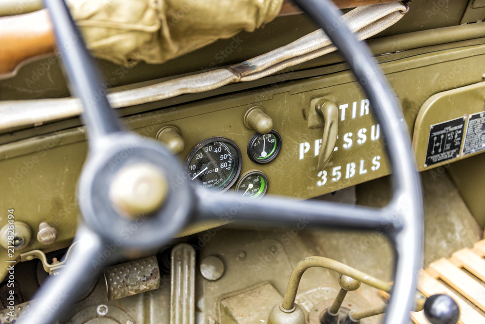 Wall mural Vintage Vehicle Interior Closeup View