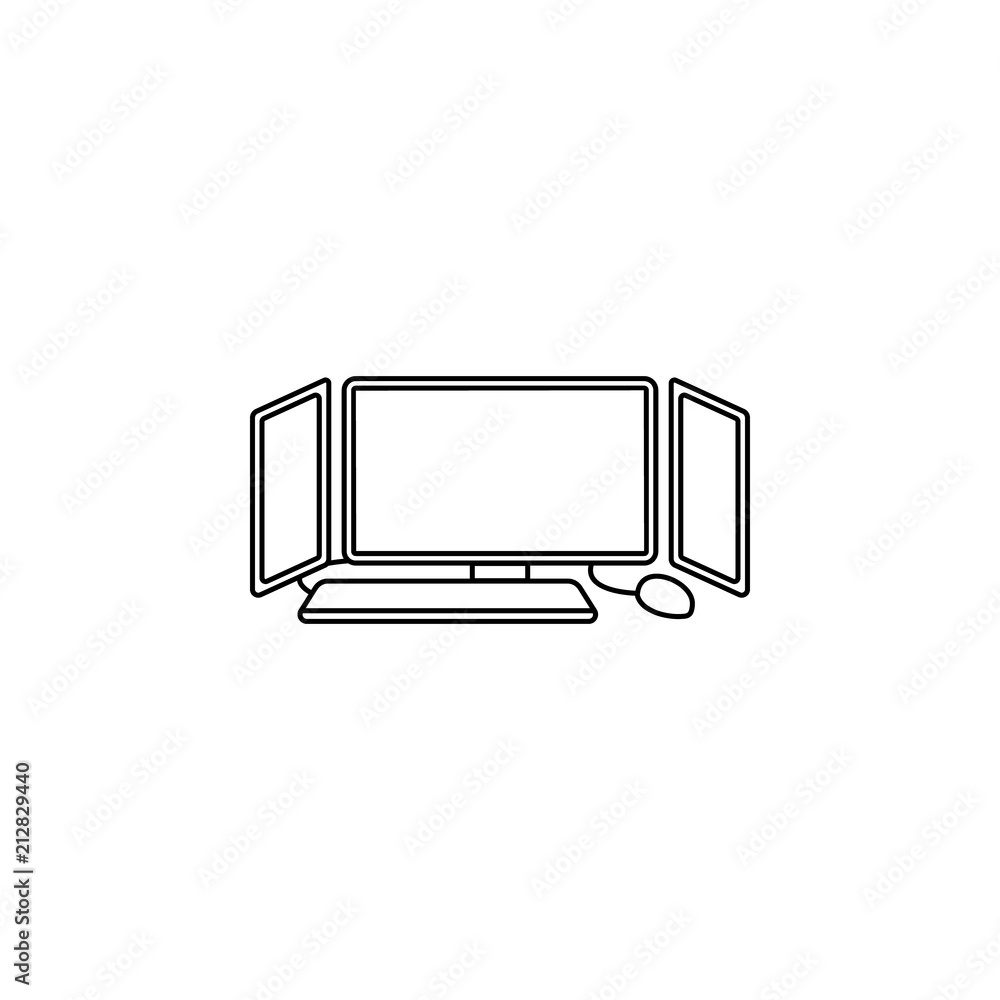 Aufkleber video game on computer icon. element of cybersport icon for mobile concept and web apps. thin line v