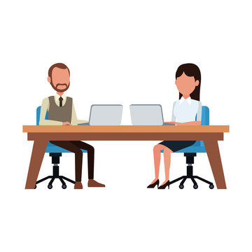 Business teamwork working at office vector illustration graphic design