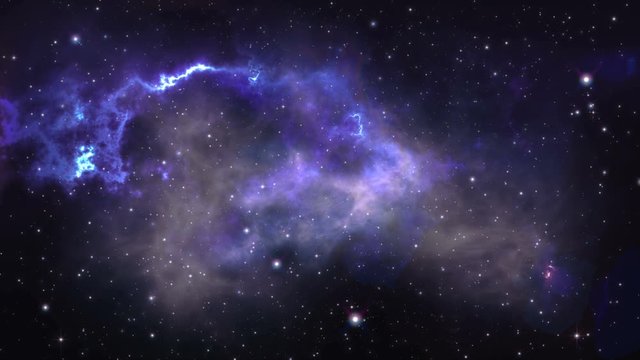 Abstract animation of a digital padlock icon appears from the stars in space