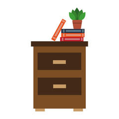 Wooden cabinet with books vector illustration graphic design
