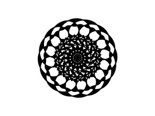 Black vector mandala on white background. Abstract mandala decor element. Round stamp template.