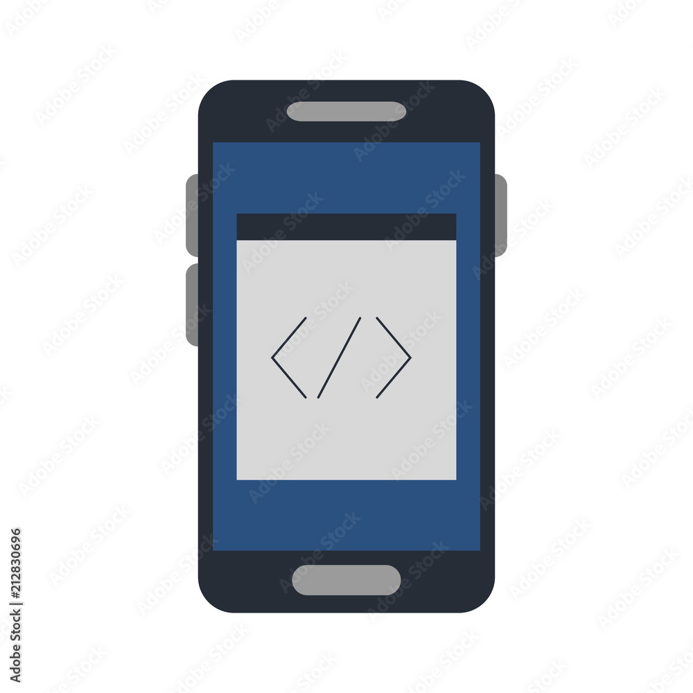 Poster smartphone and programming symbol vector illustration graphic design