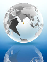 Naklejka premium Sri Lanka on political globe
