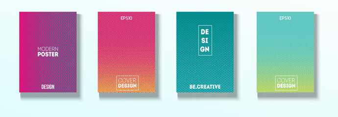 Minimal Covers, Vector Hipster Abstract Brands Design. Magenta, Cyan, Yellow Corporate Identity Blend Tech Halftones. Business Minimal Covers, Cool Retro Ad Music Party Poster Bright Gradient Stripes.