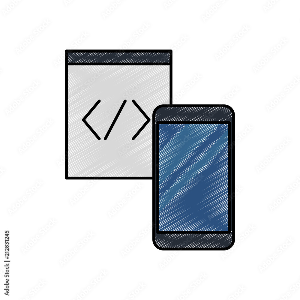 Poster smartphone and programming symbol vector illustration graphic design