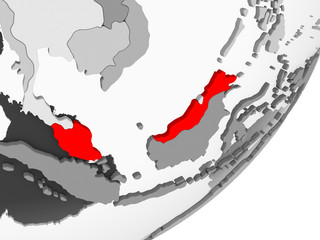 Malaysia in red on grey map