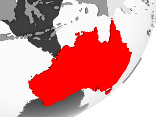 Obraz premium Australia in red on grey map
