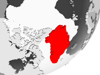 Greenland in red on grey map
