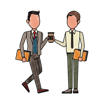 Business teamwork working with documents and coffee vector illustration graphic design