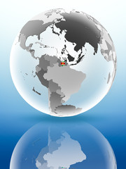 Suriname on political globe
