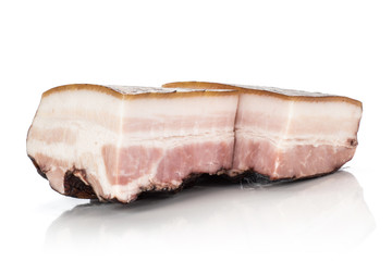 Group of two pieces of english bacon isolated on white