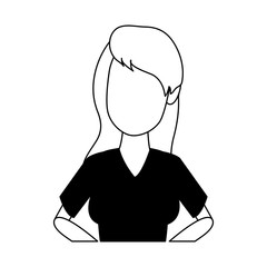 Young woman faceless cartoon vector illustration graphic design