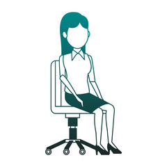 Business woman seated at chair vector illustration graphic design