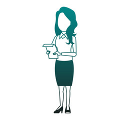 Business woman with documents vector illustration graphic design