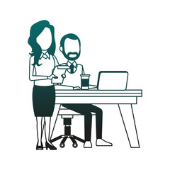 Business teamwork working at office vector illustration graphic design