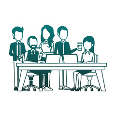 Business teamwork working at office vector illustration graphic design
