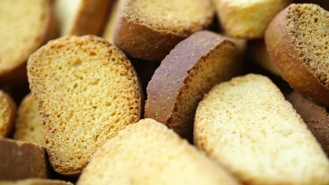 Footage crispy rusk rotate background.