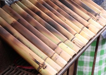 Rice roasted in bamboo