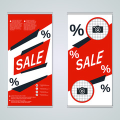 Modern big sale colorful business banners, two-sided flyer vector design template
