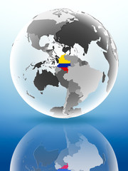 Colombia on political globe