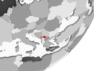 Kosovo in red on grey map