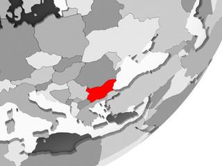 Bulgaria in red on grey map