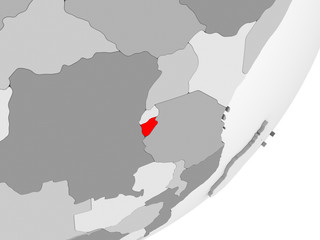 Fototapeta na wymiar Burundi in red on grey map
