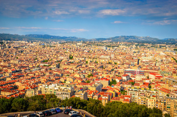 Obraz premium Aerial view of beautiful city Marseille, France